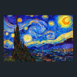 The Starry Night by Vincent van Gogh Poster<br><div class="desc">Vincent van Gogh’s The Starry Night is one of the most celebrated paintings in art history, admired for its swirling sky, glowing stars, and dreamlike view of the quiet village below. Painted in 1889, this masterpiece captures the emotional intensity and bold brushwork that made van Gogh one of the most...</div>