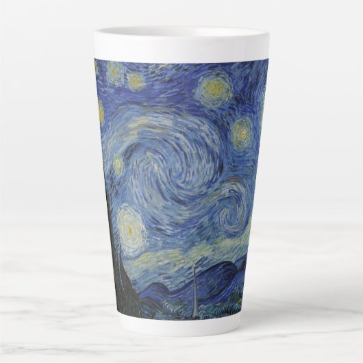 The Starry Night, oil painting, Vincent Van Gogh Latte Mok (Voorkant)