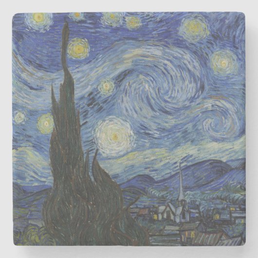 The Starry Night, oil painting, Vincent Van Gogh Stenen Onderzetter (Voorkant)