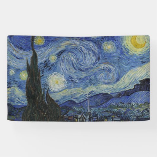 The Starry Night (Vincent van Gogh) (Famous Art) Spandoek (Horizontaal)