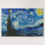The Starry Night - Vincent Van Gogh Legpuzzel<br><div class="desc">View from the psychiatric hospital at Saint-Rémy-de-Provence (France),  just before sunrise,  with addition of an imaginary village. Oil on canvas (1889) by Dutch painter Vincent van Gogh.</div>