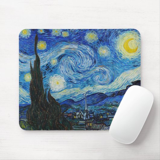 The Starry Night - Vincent Van Gogh Muismat (Met muis)