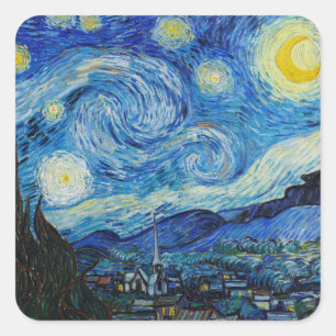 The Starry Night - Vincent Van Gogh Vierkante Sticker