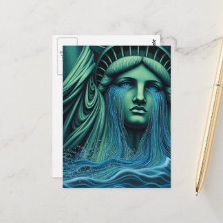 The Statue of Liberty Cries Surreal Art Briefkaart