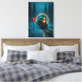  The Steam Giant in Sunlit Snow Canvas Afdruk (Insitu (Slaapkamer))