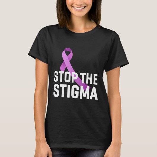 The Stigma End Addiction Purple Ribbon Awareness T-shirt (Voorkant)
