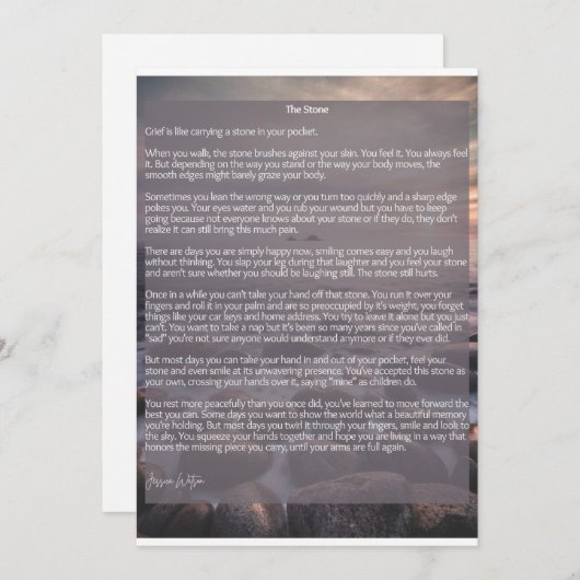 The Stone, een gedicht over verdriet en verlies Feestdagenkaart (Voorkant / Achterkant)