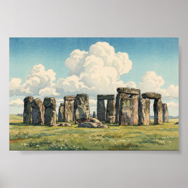 The Stonehenge Japanese Woodblock Print