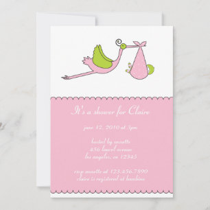 The Stork Girl Baby shower Invitation Kaart