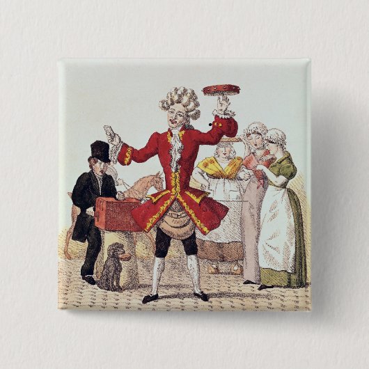 The Street Singer, gegraveerd door Alois Senefelde Vierkante Button 5,1 Cm (Voorkant)