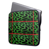The Striped Green Leopard Computer Electronics Bag Laptop Sleeve (Voorkant Links)