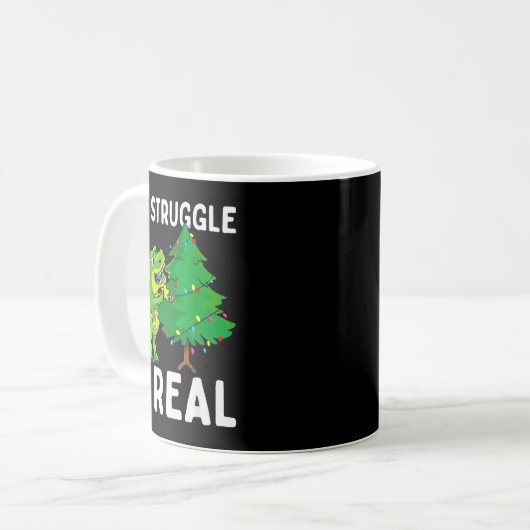 The Struggle Is Real Dinosaur & X-mas Tree Chr Koffiemok (Voorkant links)