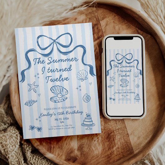 The Summer I turned 12 Birthday Invitation Kaart