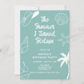 The Summer I Turned Sixteen 16th Birthday Party Kaart (Voorkant)