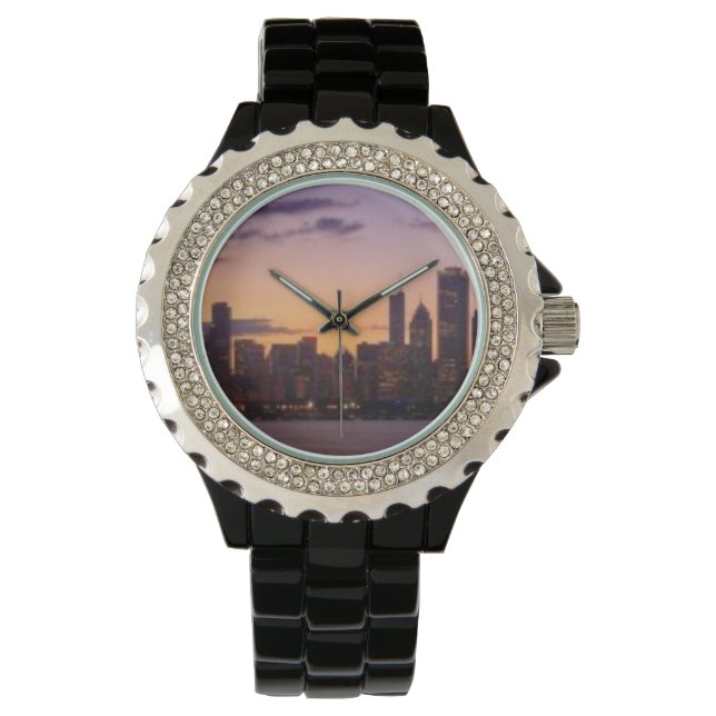 The sun sets over the Chicago skyline Horloge (Voorkant)