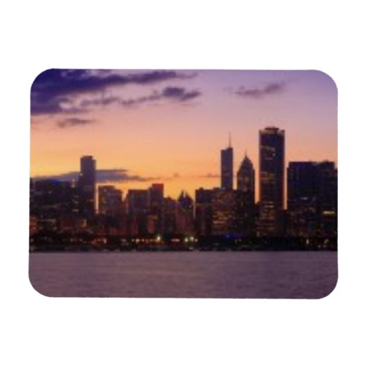 The sun sets over the Chicago skyline Magneet (Horizontaal)