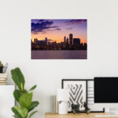 The sun sets over the Chicago skyline Poster (Thuiskantoor)