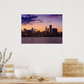 The sun sets over the Chicago skyline Poster (Keuken)