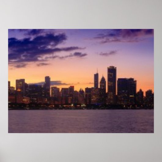 The sun sets over the Chicago skyline Poster (Voorkant)