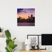 The sun sets over the Chicago skyline Poster (Thuiskantoor)
