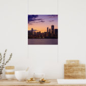 The sun sets over the Chicago skyline Poster (Keuken)