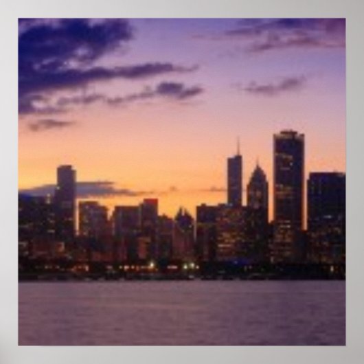 The sun sets over the Chicago skyline Poster (Voorkant)