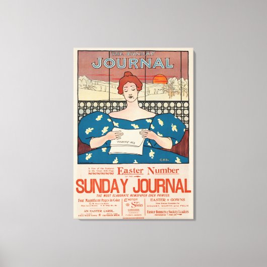 The Sunday Journal Newspapier Advertisement Canvas Afdruk (Voorkant)