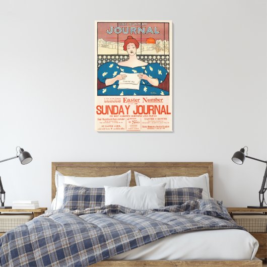 The Sunday Journal Newspapier Advertisement Canvas Afdruk (Insitu (Slaapkamer))