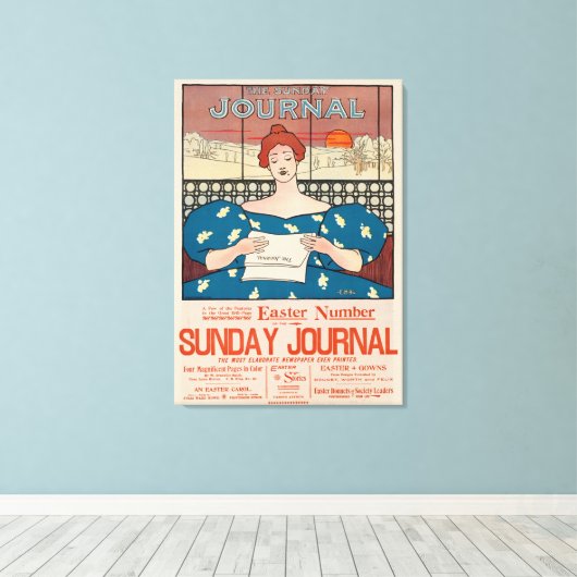 The Sunday Journal Newspapier Advertisement Canvas Afdruk (Insitu (Houten vloer))