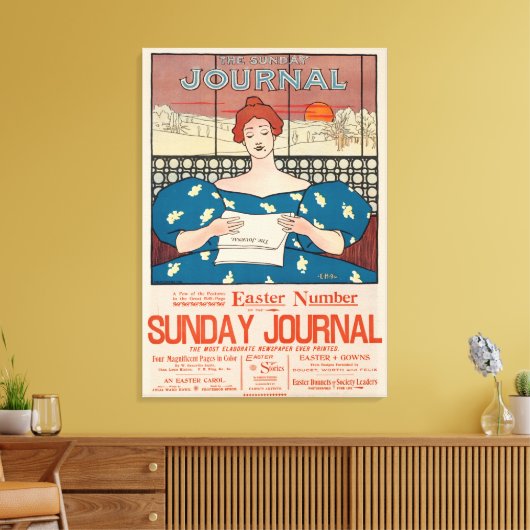 The Sunday Journal Newspapier Advertisement Canvas Afdruk (Insitu (Woonkamer))