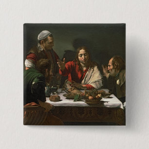 The Supper at Emmaus, 1601 2 Vierkante Button 5,1 Cm