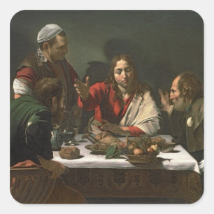 The Supper at Emmaus, 1601 2 Vierkante Sticker