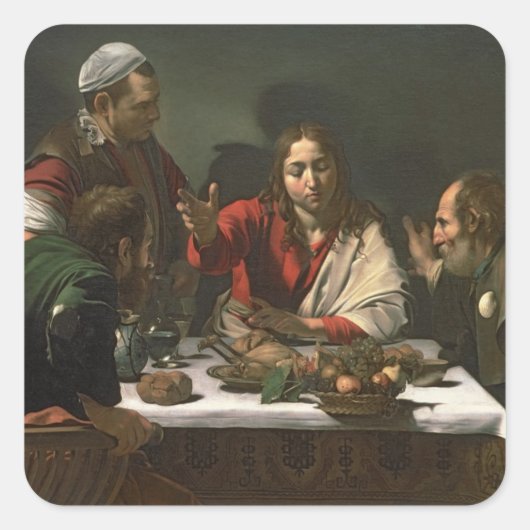 The Supper at Emmaus, 1601 (olie en tempera) Vierkante Sticker (Voorkant)