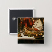 The Supper in Emmaus, 1601 Vierkante Button 5,1 Cm (Voorkant /achterkant)