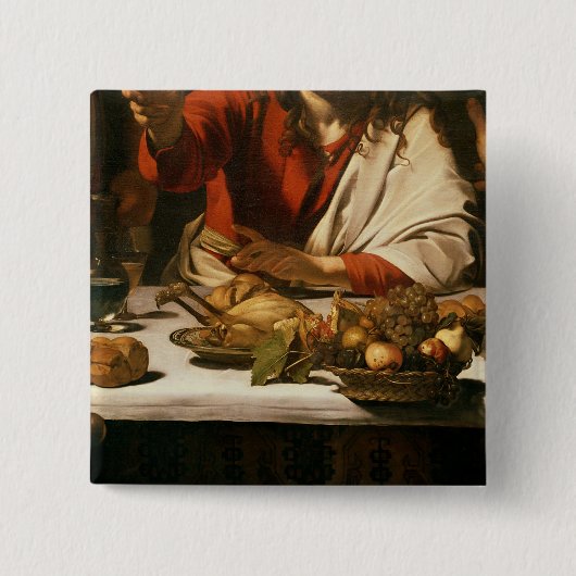 The Supper in Emmaus, 1601 Vierkante Button 5,1 Cm (Voorkant)