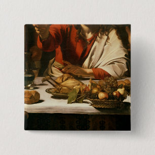 The Supper in Emmaus, 1601 Vierkante Button 5,1 Cm