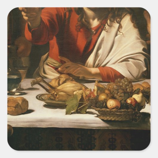 The Supper in Emmaus, 1601 Vierkante Sticker (Voorkant)