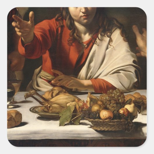 The Supper in Emmaus, 1601 Vierkante Sticker (Voorkant)