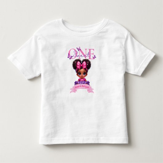 The Sweet ONE Afro Baby Girl Pastel 1e verjaardag Kinder Shirts (Voorkant)