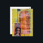 The Sweet Treat Mixed Media Collage Briefkaart<br><div class="desc">A random collage of vintage textbook papers and a frozen treat on a stick from a phone book ad with a woman on a yellow background</div>