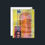 The Sweet Treat Mixed Media Collage Briefkaart<br><div class="desc">A random collage of vintage textbook papers and a frozen treat on a stick from a phone book ad with a woman on a yellow background</div>