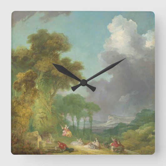 The Swing by Jean-Honore Fragonard Vierkante Klok (Voorkant)