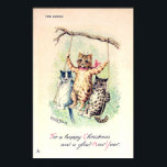 The Swing, Christmas and New Year, Louis Wain Poster<br><div class="desc">Louis Wain (5 August 1860 – 4 July 1939) was an English artiste known for his drawings, which consistently featured anthropomorphized large-eyed cats and kittens. In his later years he may have suffered from schizophrenia (although this claim is disputed), which, according to some psychiatrists, can be seen in his works. Quote:Wikipedia</div>