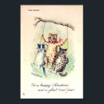 The Swing, Christmas and New Year, Louis Wain Poster<br><div class="desc">Louis Wain (5 August 1860 – 4 July 1939) was an English artiste known for his drawings, which consistently featured anthropomorphized large-eyed cats and kittens. In his later years he may have suffered from schizophrenia (although this claim is disputed), which, according to some psychiatrists, can be seen in his works. Quote:Wikipedia</div>
