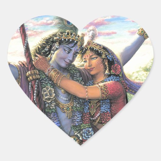 The Swing Pastime - Radha en Krishna Hart Sticker (Voorkant)