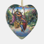The Swing Pastime - Radha en Krishna Keramisch Ornament (Rechts)