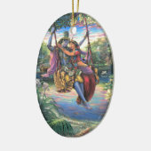 The Swing Pastime - Radha en Krishna Keramisch Ornament (Links)