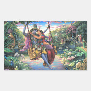 The Swing Pastime - Radha en Krishna Rechthoekige Sticker