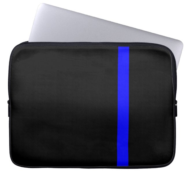 The Symbolic Thin Blue Line Vertical Black Laptop Sleeve (Voorkant)