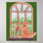 The Tabby Cat at the Window Schilderachtig Serene Poster (Voorkant)
